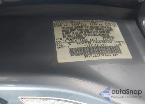 2012 Nissan Versa 1.8 S z USA, uszkodzony, nr VIN 3N1BC1CP9CK237889